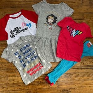 Wonder Woman Girls Lot Shirt and Dress 3T